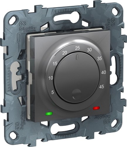 Терморегулятор механический с датчиком без рамки Schneider Electric Unica New 0С +50С алюминий фото Терморегулятор механический с датчиком без рамки Schneider Electric Unica New 0С +50С алюминий картинка